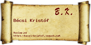 Bécsi Kristóf névjegykártya